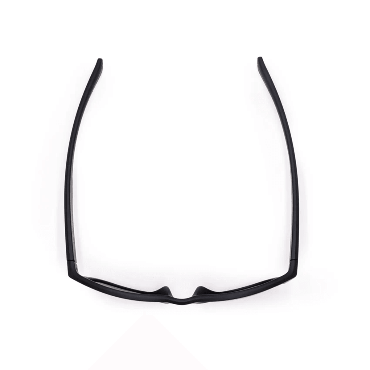 Schwarze Sport-Sonnenbrille, Draufsicht von oben.