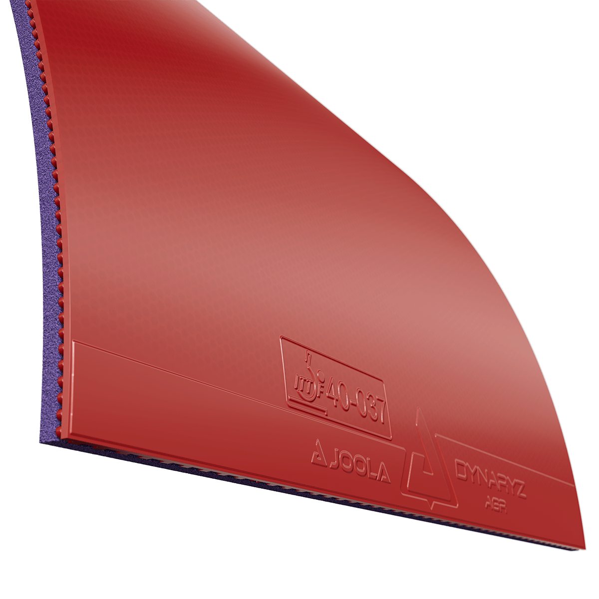 Roter Tischtennisbelag JOOLA Dynaryz AGR mit Noppenstruktur und ITTF-Zertifizierung.