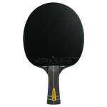 Tischtennisschläger Joola Version A mit schwarzem Belag und grauem Griff, Vorderansicht.