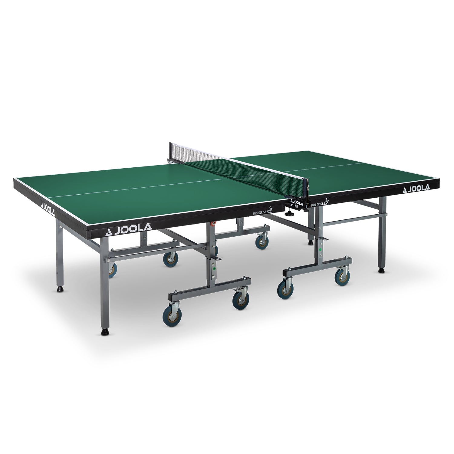 Gesamtansicht des JOOLA Tischtennisplatte WORLD CUP 25-S ITTF mit Fokus auf das kompakte Design.