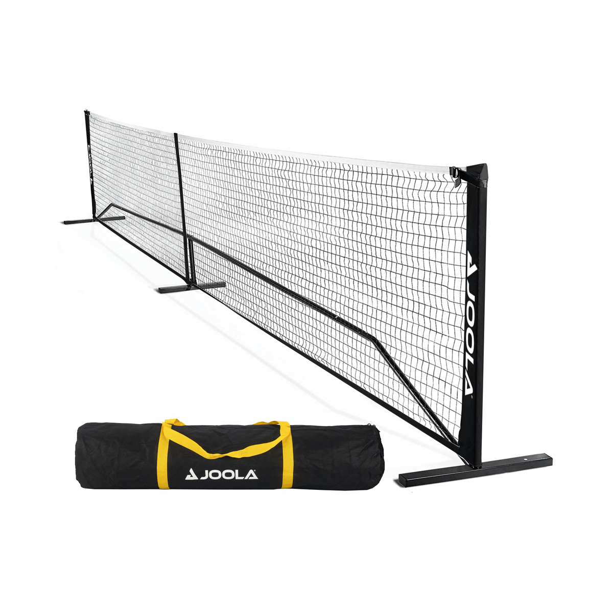 JOOLA Pickleball Set Elemental Netz + 2x Ben Johns Blue Lightning Set in Seitenansicht mit Fokus auf das Design.