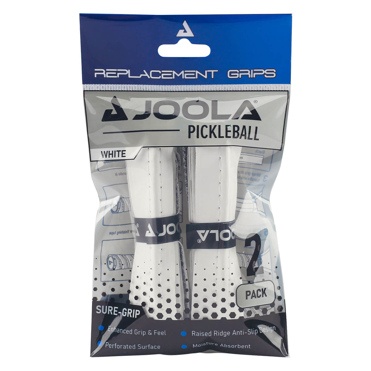 JOOLA Ersatz Griffband White Ridge Grip (2er Pack) in Seitenansicht mit Fokus auf das Design.