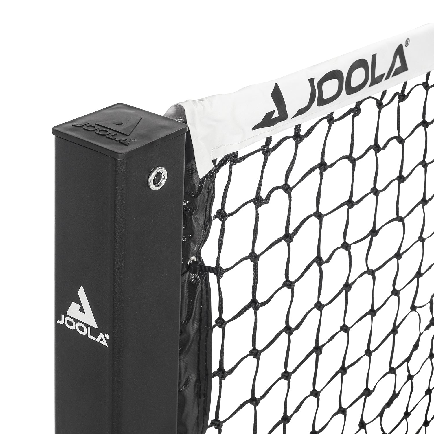 Seitenansicht des JOOLA Pro Pickleball Netz, verdeutlicht die schlanke Form.