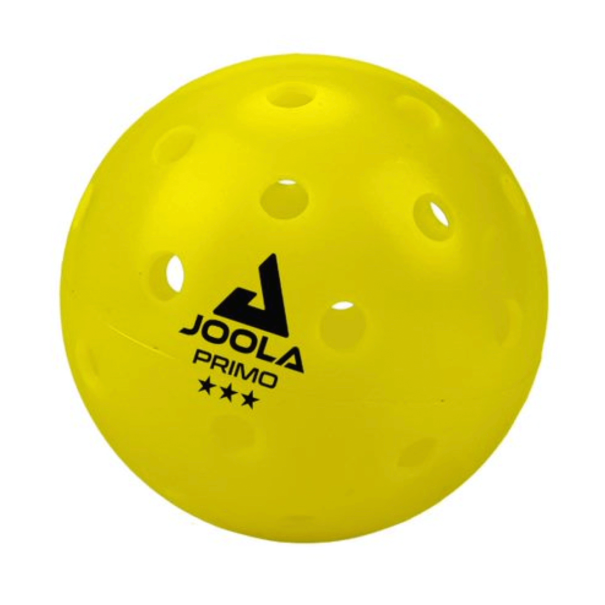 Detailaufnahme des JOOLA Primo Pickleball Ball, zeigt die Oberfläche und Struktur.