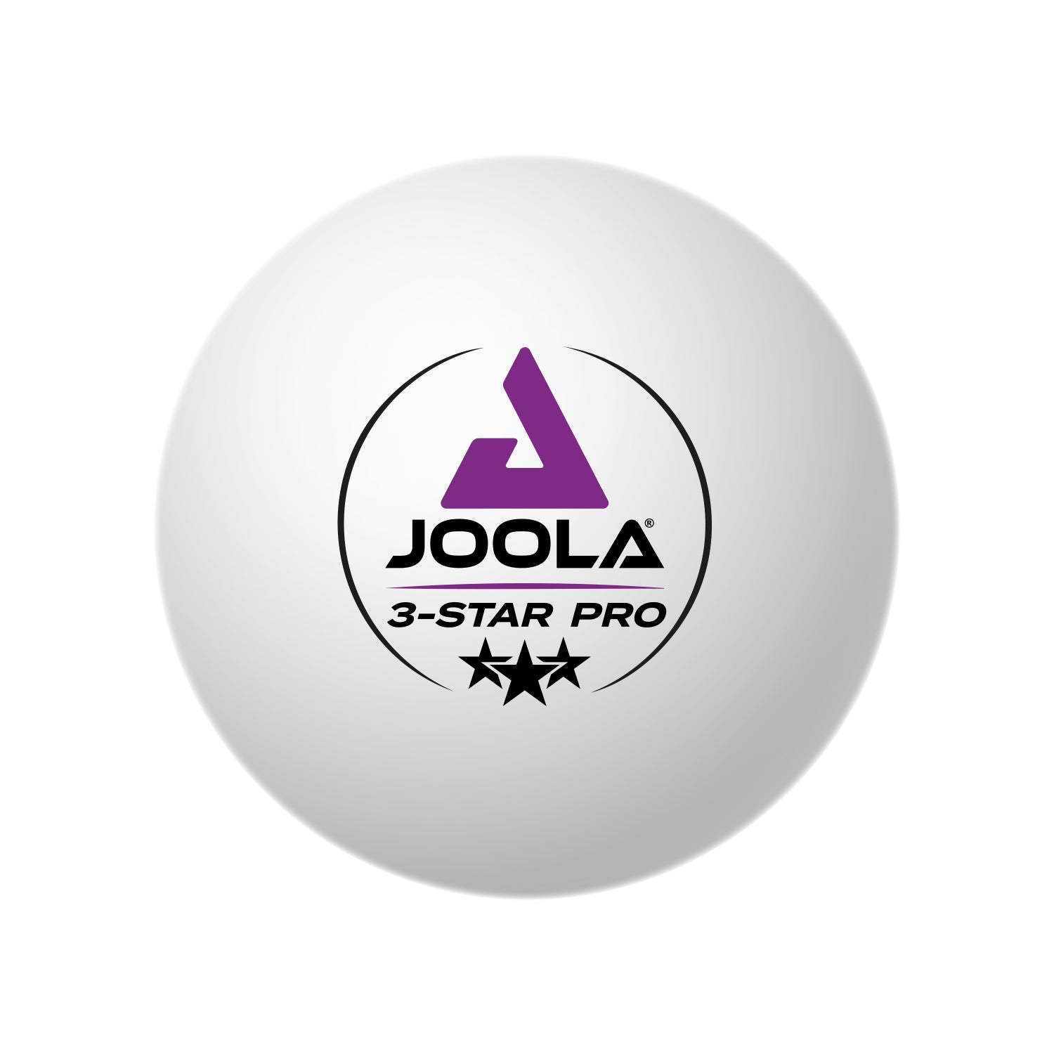 JOOLA Tischtennisball 3-STAR PRO*** 40+ in Seitenansicht mit Fokus auf das Design.