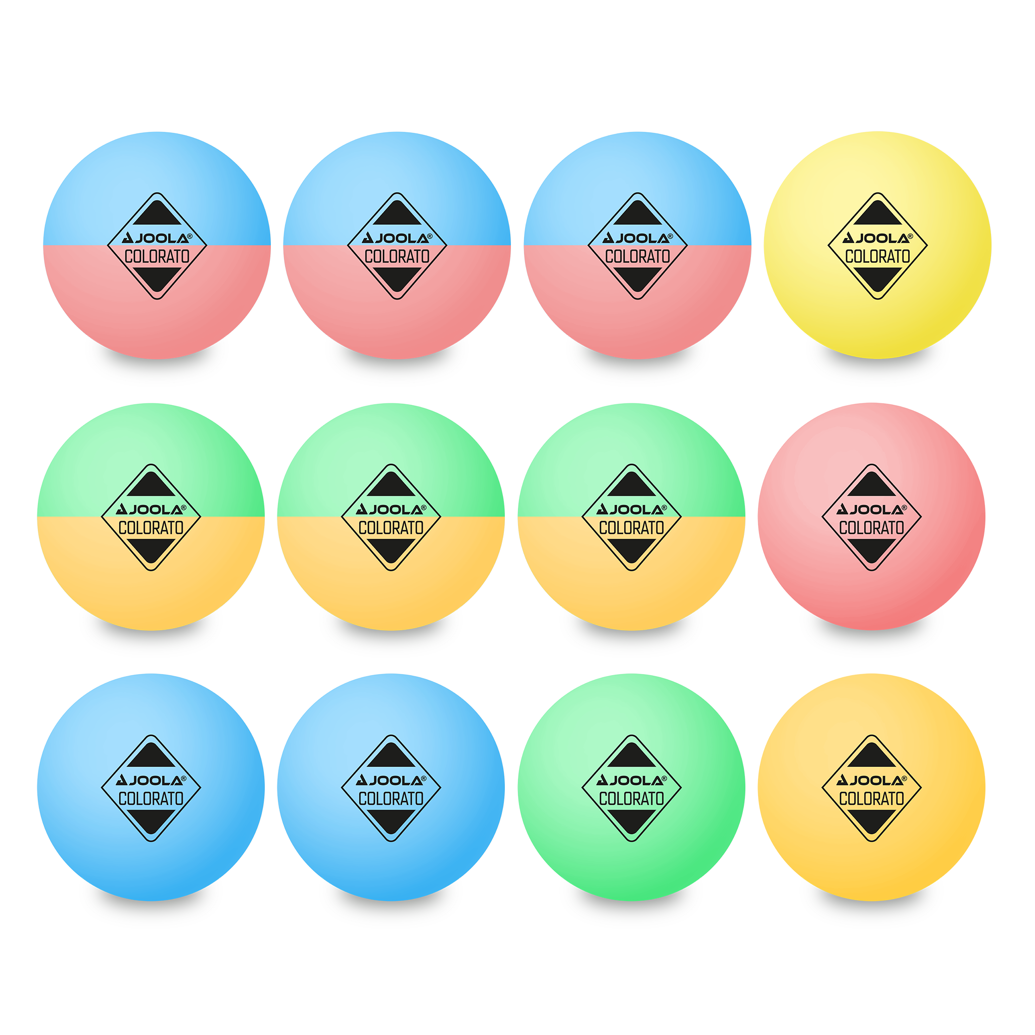 JOOLA Balle de tennis de table Colorato – Pack de 12