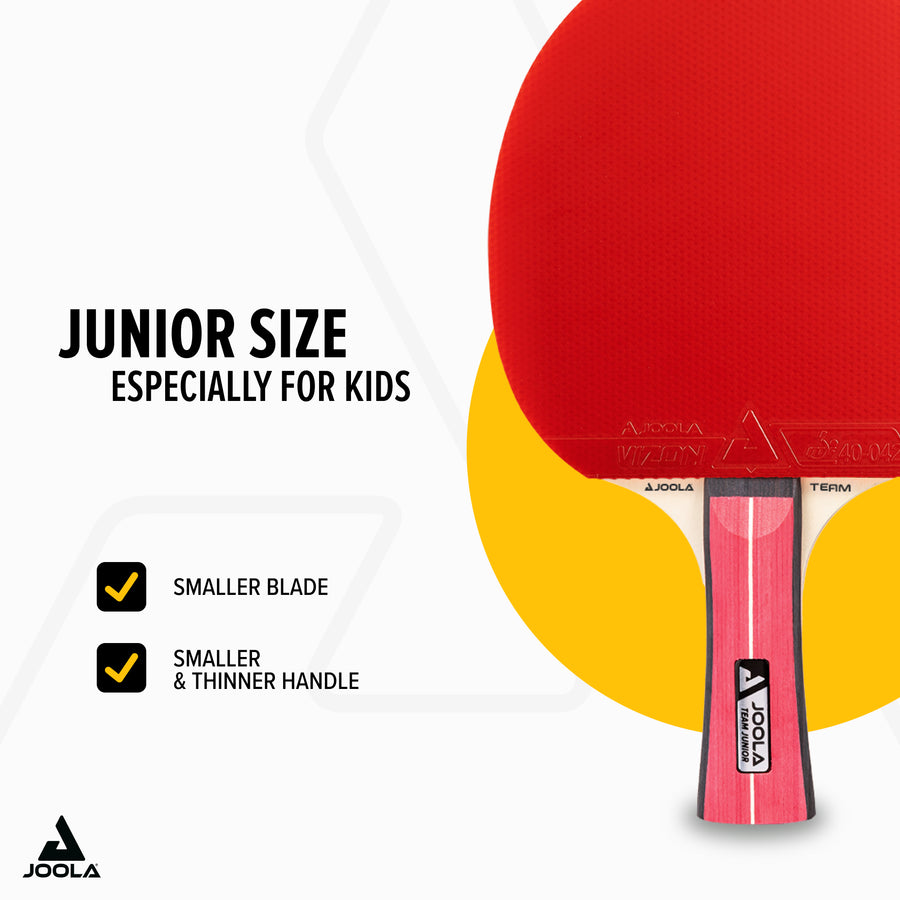JOOLA Team Junior – Raquette Tennis De Table 3 Étoiles Pour Enfants, Revêtements ITTF, Manche Long, Excellent Rebond, Idéale Débutants