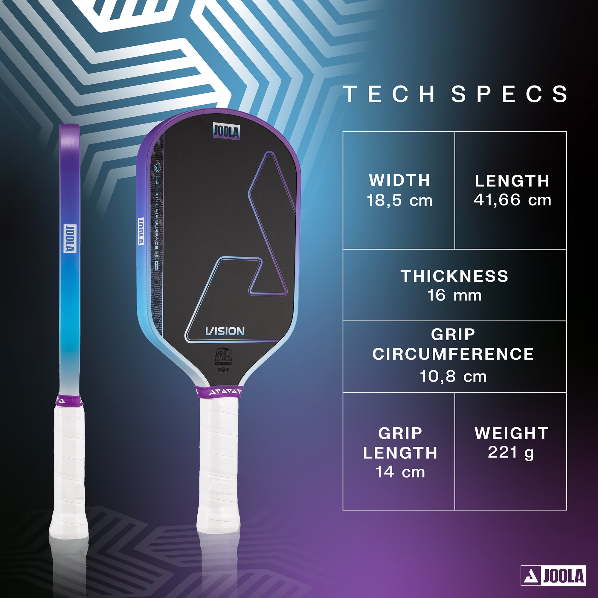 JOOLA Hyperion Vision 16mm Paddle – Precision & Spin for your game